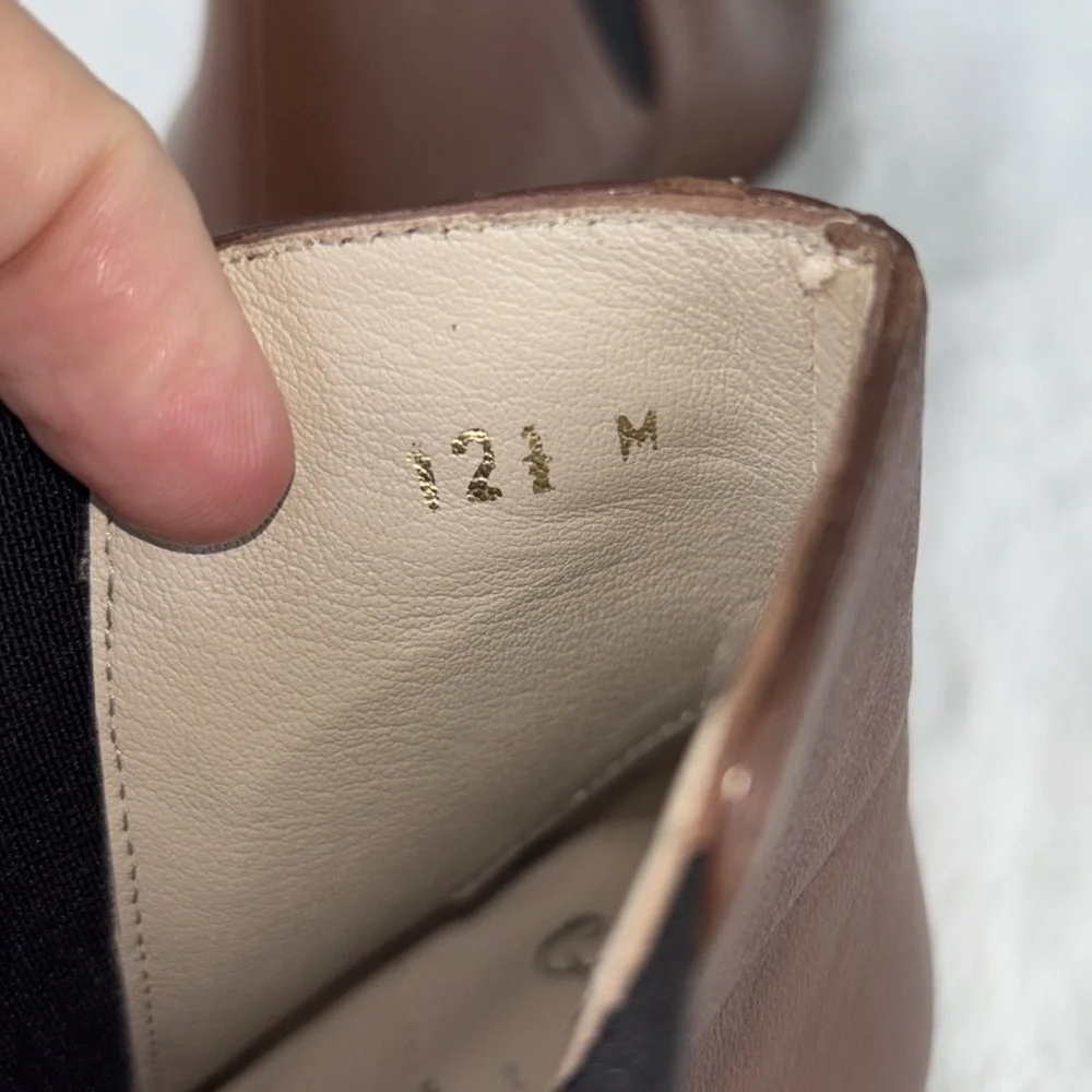 EUC Amalfi Brown Chelsea Ankle Booties Size 12.5M Leather Tan Pointed Toe
